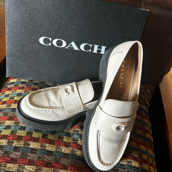 Coach Off-White Loafers with Black Soles - Picture 1 of 5